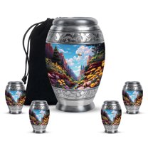 Yatskia Flying Bee at Blossoms Large Memorial Burial Urn for Ashes Adult Mother and Father, Mini Funeral Keepsake Urns for Human Ashes Adult Male, (Monar 10 Inch and 3 Inch)