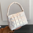 thumbnail image 3 of Moontgen Quilted Women Handbag Fashion Plaid Cotton Tote Bag Portable for Travel (White), 3 of 9