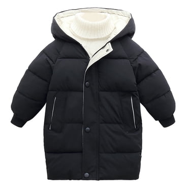 Kiijoy Big Boys Long Down Jacket Winter Warm Hooded Padded Coat Kids Outerwear Overcoat