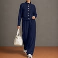 thumbnail image 3 of 2 Piece Women Tracksuit Set, Button Down Jackets, Wide Leg Sweatpants, Teen Fall Trendy Casual Workout Outfits S-XXL, 3 of 6