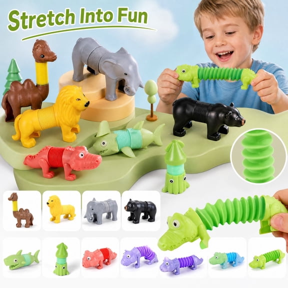 Animal Fidget Toys Stretchy Pull Tube, Sensory Stress Relief Toys for Kids & Toddlers, Travel Party Favors Classroom Prizes Birthday Gift