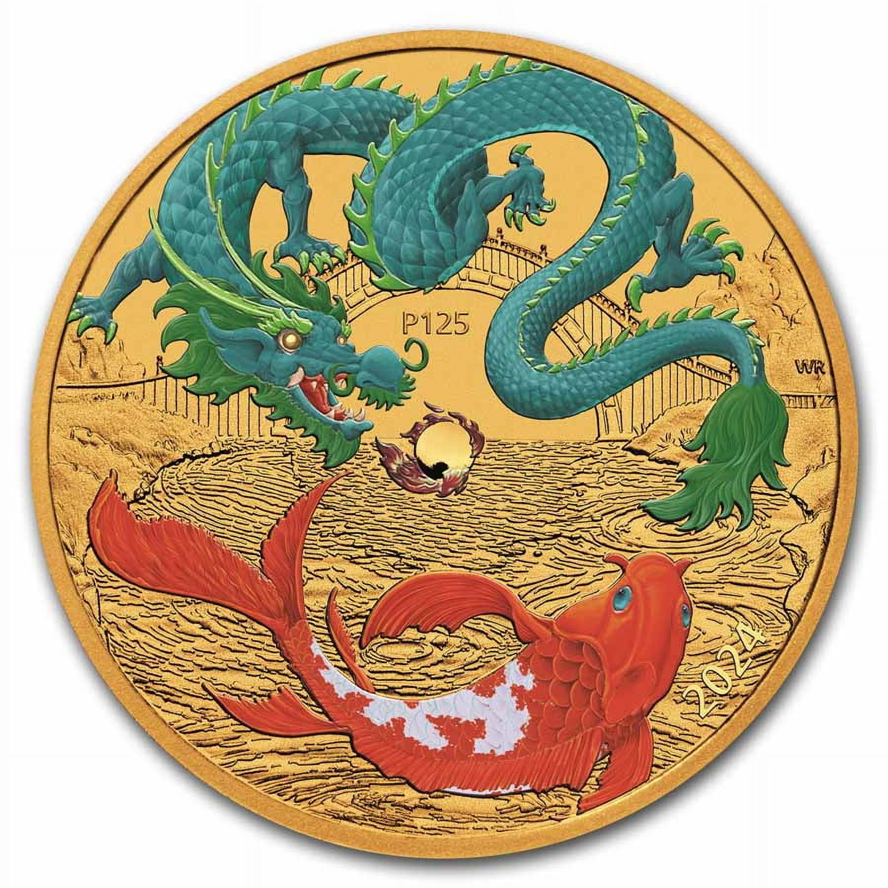黄金への心酔、オイステン/Oysten, Heart of Gold 2枚 2023 AUS 1 oz Gold Chinese Myths & Legends Dragon & Koi PF