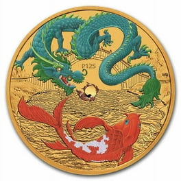 2023 AUS 1 oz Gold Chinese Myths & Legends Dragon & Koi PF
