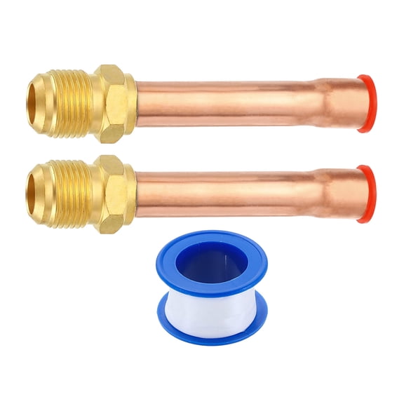 2Pack 1/2 SAE Male Thread x 1/2" OD Flare Connector with Copper Tube