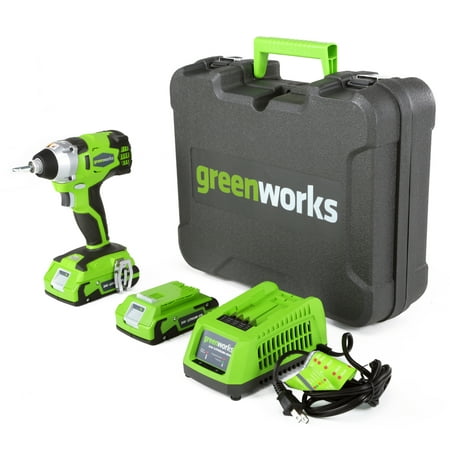 Greenworks 24V Cordless Impact Driver with two 2Ah Batteries &