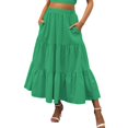 thumbnail image 2 of GZWYHT Maxi Skirt Fall Skirts Women's Summer Boho Flowy Swing Tiered A-Line Midi Skirt 2025 Fashion Trendy Elastic Waist Pleated Long Beach Dress Long Skirt Flowy Skirt Womens Skirt Green Skirt L, 2 of 7