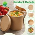 thumbnail image 3 of 50 Sets 12 Oz Paper Soup Containers with Lids, Disposable Ice Cream Cups Food Cups, To Go Hot Soup Bowls, Microwavable and Freezer Safe for Dessert Yogurt Ice Cream, 3 of 4