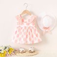 thumbnail image 2 of lcziwo Baby Girls Clothes Newborn Infant Dress 2 Piece Set Polka Dot Sundress with Sunhat Pink 18 Months, 2 of 6