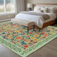 thumbnail image 4 of Large Area Rugs for Living Room Bedroom, Boho Green Flowers 8'x10' Rug Washable Carpet Runner Indoor Outdoor, Spring Abstract Watercolor Floral Leaf Non Slip Floor Mats Rug for Kitchen, Patio, 4 of 8