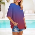 thumbnail image 2 of NAMTYQX Womens Hawaiian Shirt Stylish Casual Plus Size Light Scoop Neck Graphic Loose Short Sleeve Cute Purple Size 2XL, 2 of 5