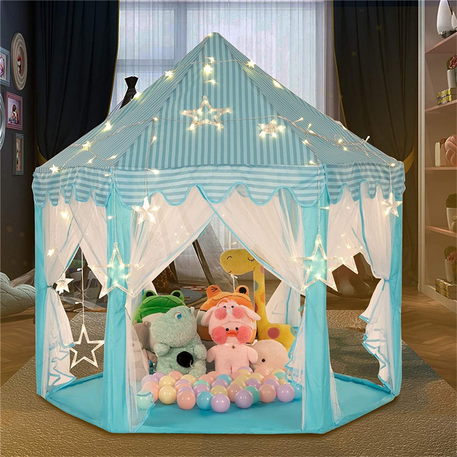 Kids Play Tents for Girls, Princess Castle Toy Tent, Toddler Children Play House, Hexagon 55''x53'' Kids Play Tents for Girls, Princess Castle Toy Tent, Toddler Children Play House, Hexagon 55''x53''