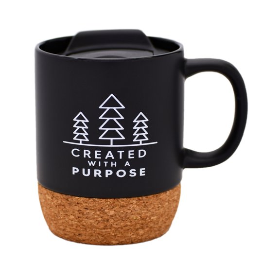 DEXSA Created With A Purpose Designer Cork Bottom Mug with Lid - 14 oz