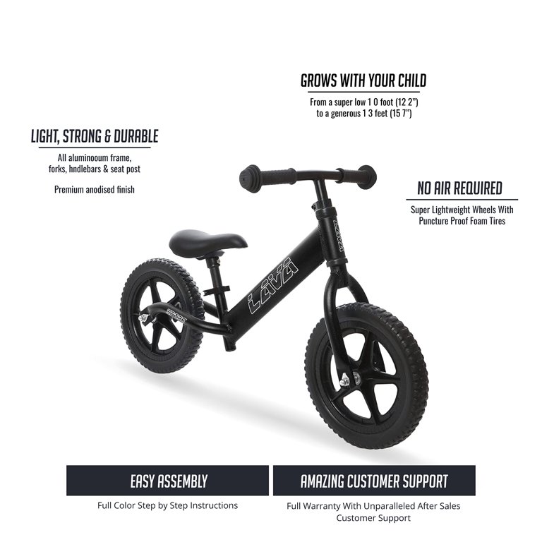 LAVA SPORT Basalt Black Balance Bike Lightweight Aluminium