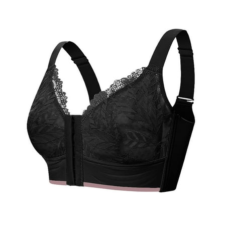 

Strapless Bras For Women Push Up Full Cup Thin Underwear Plus Size Front Button Wireless Sports Lace Cover Large Size Black Sports Bra 34/75B