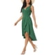 thumbnail image 4 of Vestidos de verano sin mangas para mujer INSPIRE CHIC, vestido midi con escote en V, plisado, dobladillo alto-bajo y bolsillos, talla S, color verde, 4 of 6