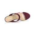 thumbnail image 4 of BLISSFUL STEP Women's Dual Clear Strap Block Heels Mules Slides Sandals Burgundy 8, 4 of 7