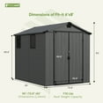 thumbnail image 5 of Patiowell 6'x8' Resin Storage Shed, Lockable Door & Window, Durable All-Weather Outdoor Shed for Garden & Tool Storage, Dark Gray, 5 of 9