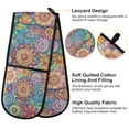 thumbnail image 4 of 35" x7" Double Oven Mitt Heat Resistant Oven Gloves Withstands Up to 200°C for Kitchen Baking & BBQ Vibrant and Colorful Flower, 4 of 6