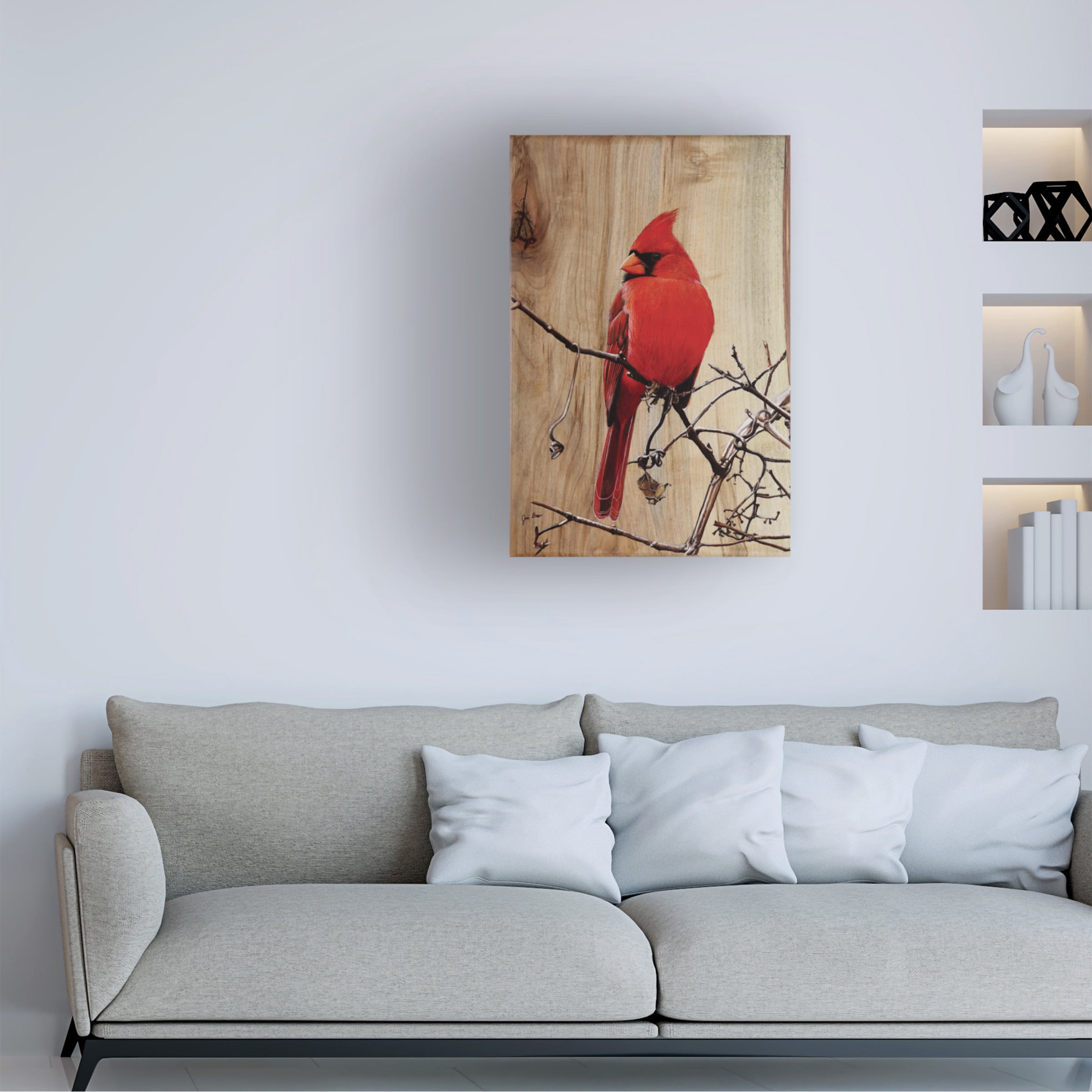 Canvas Wall Art - Jim Brune 'Regal Cardinal' Wall Art for Living Room, Bedroom, or Office DÃ©cor by Trademark Fine Art - 12 x 19 Inches