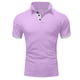 thumbnail image 4 of Men's Summer Solid Color T-shirt With A 3 Button Open Collar And Button Up Short Sleeved Top M, 4 of 5