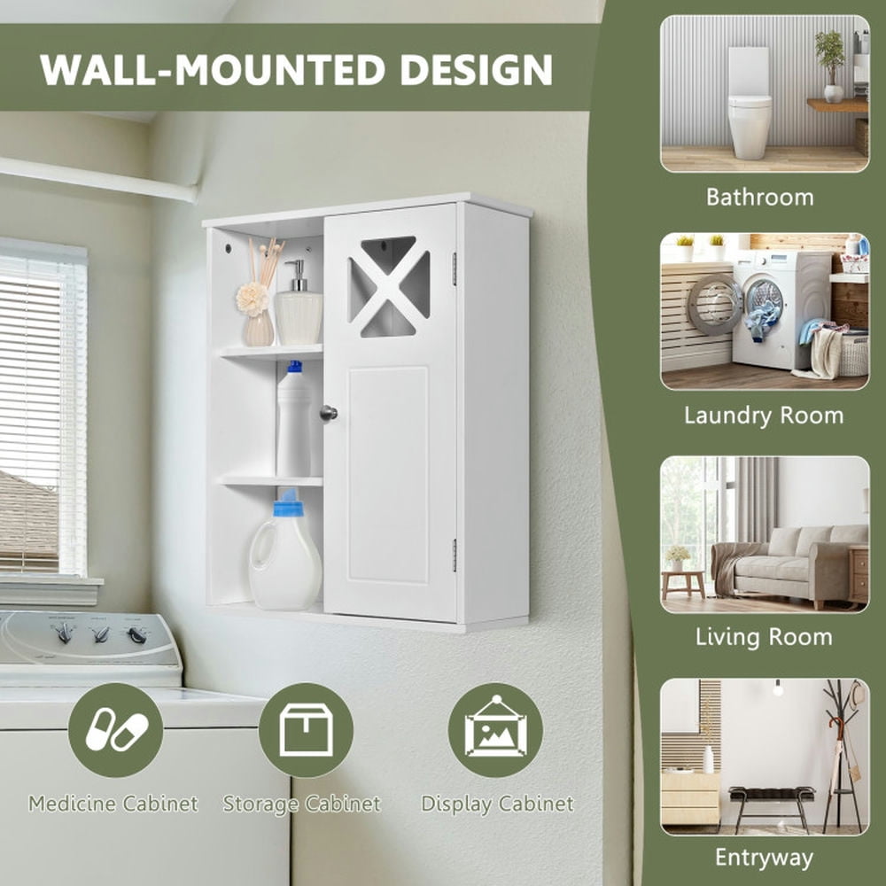 Finihen Bathroom Wall Cabinet, Wall Mounted Bathroom Cabinet, Medicine Cabinet, 2-Tier Multipurpose Wall-Mounted Cabinet Bathroom Storage, for Bathroom, White Finihen Bathroom Wall Cabinet, Wall Mounted Bathroom Cabinet, Medicine Cabinet, 2-Tier Multipurpose Wall-Mounted Cabinet Bathroom Storage, for Bathroom, White