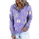 thumbnail image 2 of ICHUANYI Clearance Women's Fashion Printed Pocket Long Sleeve Blouse Casual Tops Sweatershirt Button Hoodies(Purple, M) ICHUANYI WER2023080914768, 2 of 7