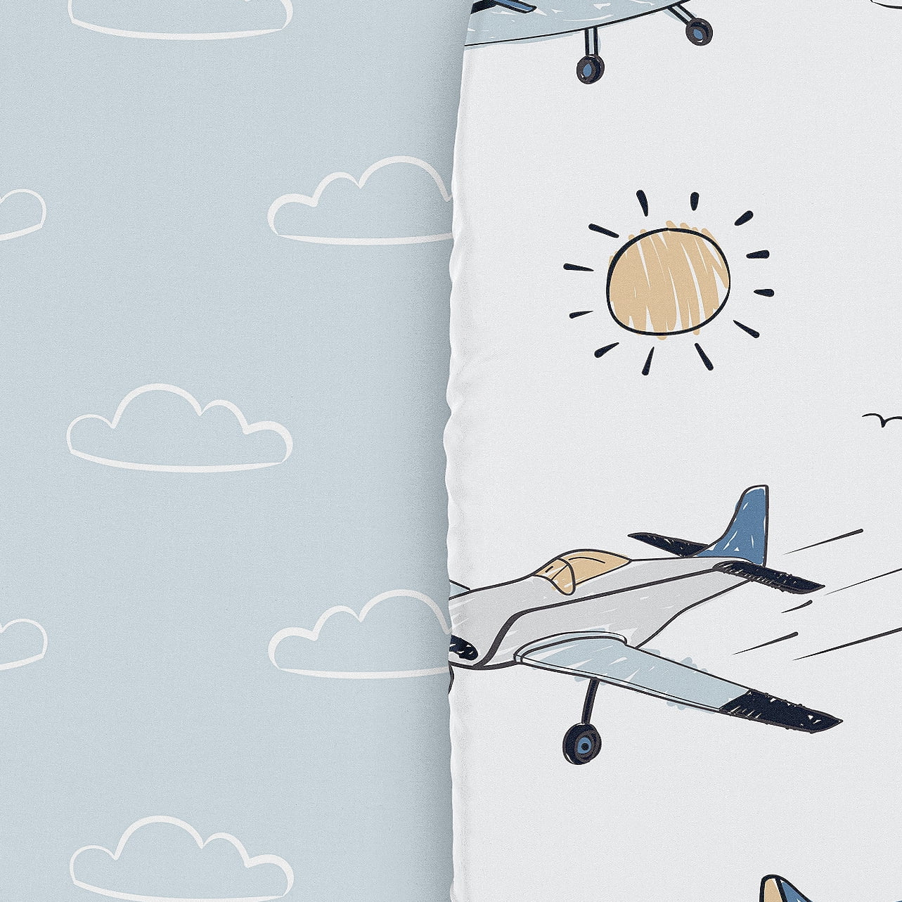 Sweet Jojo Designs Airplane Green and Blue Boy Baby Bassinet Fitted Sheets Set 2 Piece