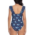 thumbnail image 6 of Yiaed Cartoon Sharks2 Print Women's Ruffled One Piece Swimsuit V Neck Swimwear Slimming Monokini for Woman-Medium, 6 of 8