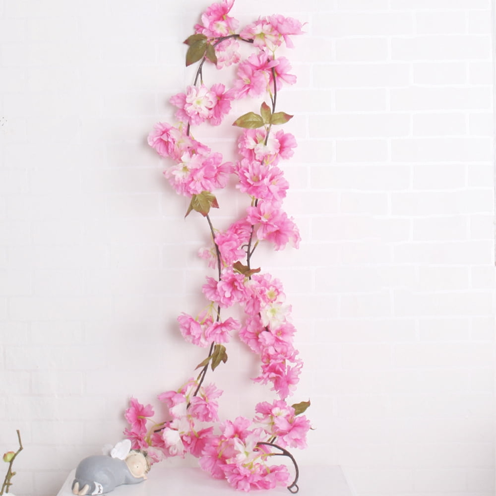 Hanging Silk Artificial Cherry Blossom Flower Vine Indoor Improvement Home Decor 