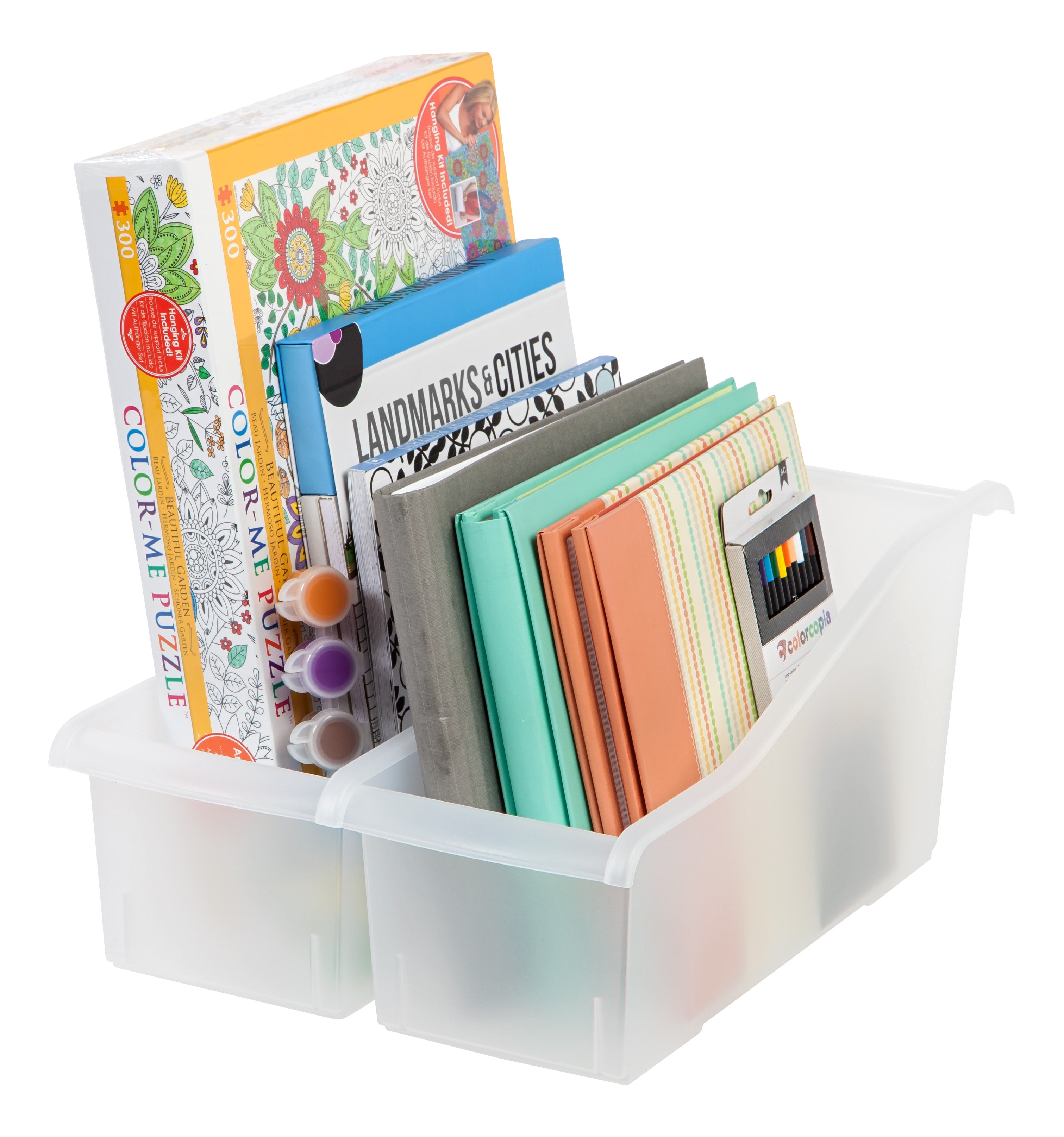 IRIS 15" x 6" Plastic Connecting Book and Paper Storage Container Bin