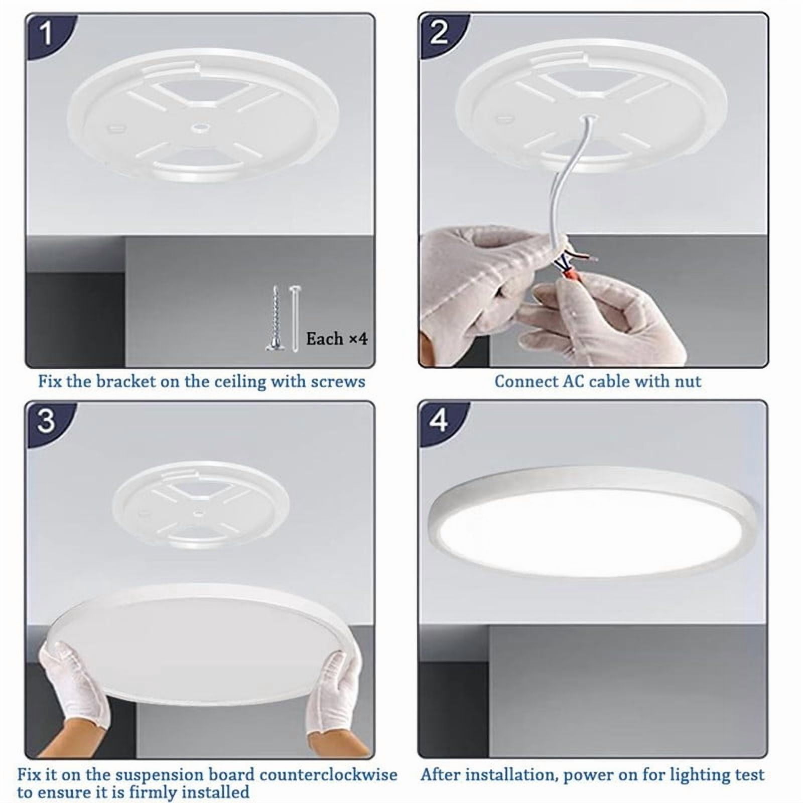 Full-spectrum ceiling lamp 30W 3650LM, variable light 3000K-6500K, wide voltage 85-265V, eye-protecting LED panel, suitable for indoor lighting in living rooms and kitchens - 1 package