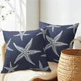 thumbnail image 2 of Beach Navy Blue Starfish Pillow Covers 20x20 Inch Set of 2 Summer Blue Sea Star Throw Pillowcase Cotton Linen Square Decorative Nautical Coastal Cushion Cover for Sofa Bedroom Indoor Outdoor Party, 2 of 6