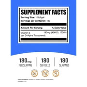 BulkSupplements Vitamin E Softgels, 180mg (400IU) Per Serving (180 Softgels - 180 Servings)