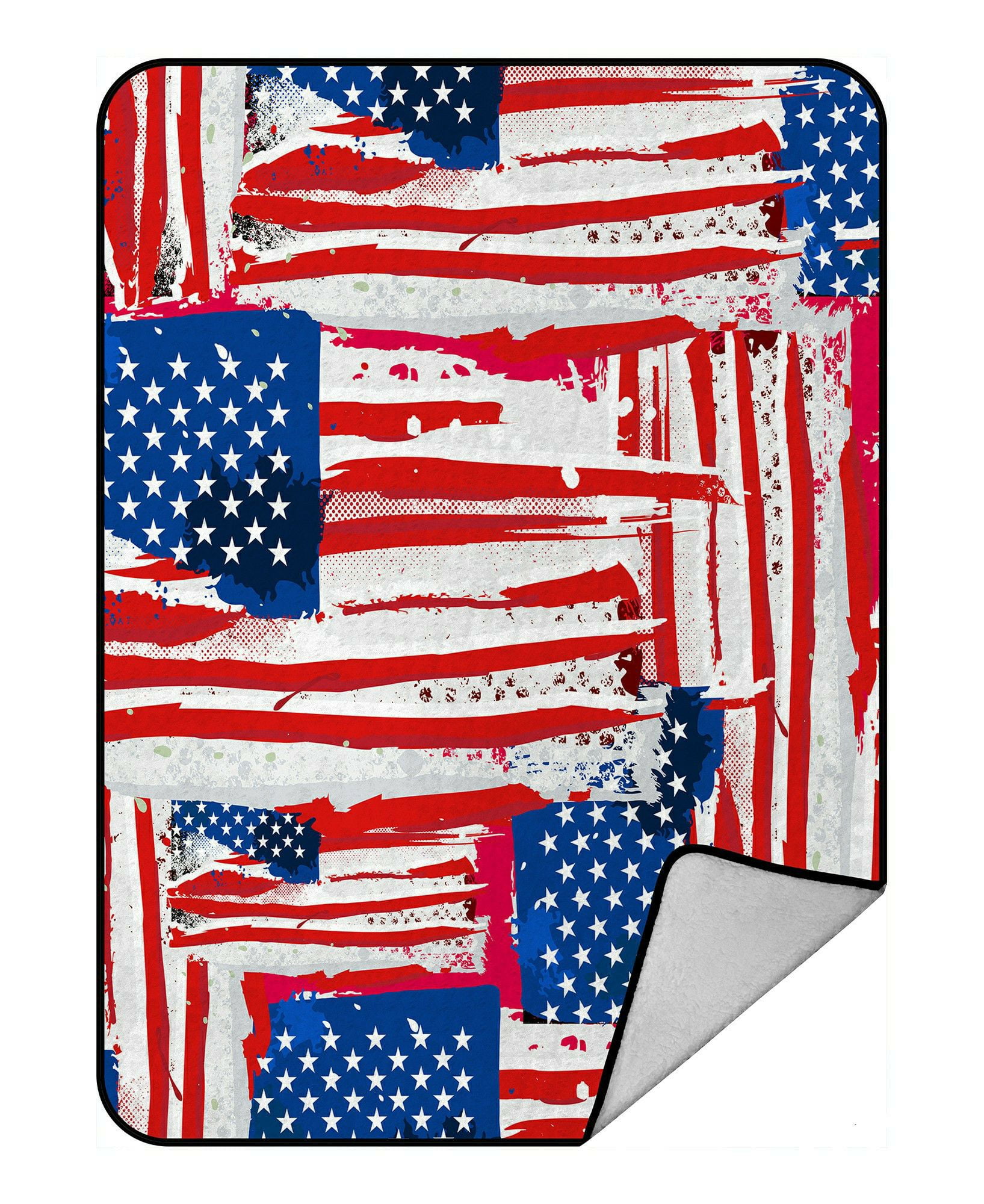 ECZJNT USA Flag Throw Blanket Fleece Blankets Plush Blanket 58x80 Inch