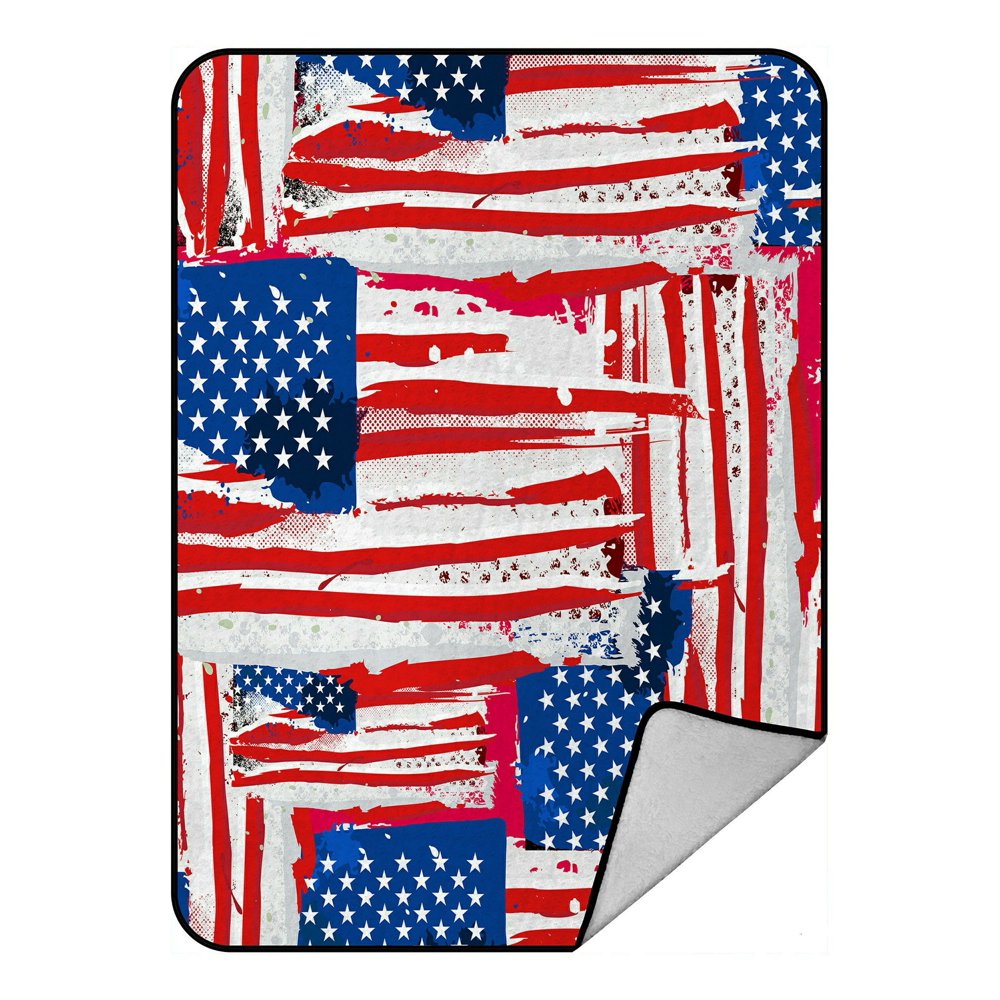 ECZJNT USA Flag Throw Blanket Fleece Blankets Plush Blanket 58x80 Inch