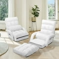thumbnail image 3 of Gymax Modern Fabric Storage Armchair, White, 3 of 9