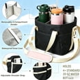 thumbnail image 3 of 4 Water Bottle Holder with Strap,Family Size 4 Compartment Drink Bag,Multiple Tumbler Carrier Caddy,Adjustable Fits Large & Small Drinks,Hands Free,Won't Tip Over in Car(Black), 3 of 7