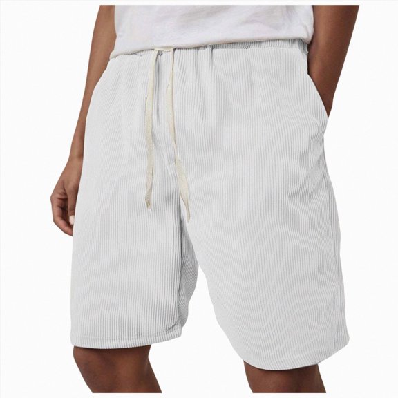 Ymyiu Mens Lounge Shorts Men's Shorts Casual Elastic Waist Drawstring Lightweight Summer Beach Size XL(White, XL)