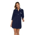 thumbnail image 4 of ANLIQI Womens Cotton Nightgown Sexy Button Down Night Shirts Soft Summer Sleep Shirt Ladies Comfy Night Dress (Navy Blue, L), 4 of 7