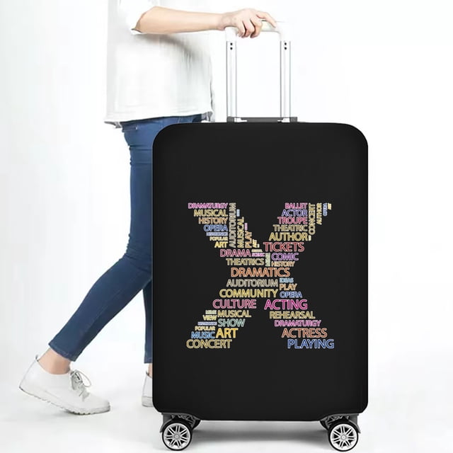 Stretch Luggage Cover Suitcase Covers Text Letter Printed Travel Accessories Printed Dust Cover 18''-28'' Inch Protective Case 8text X L
