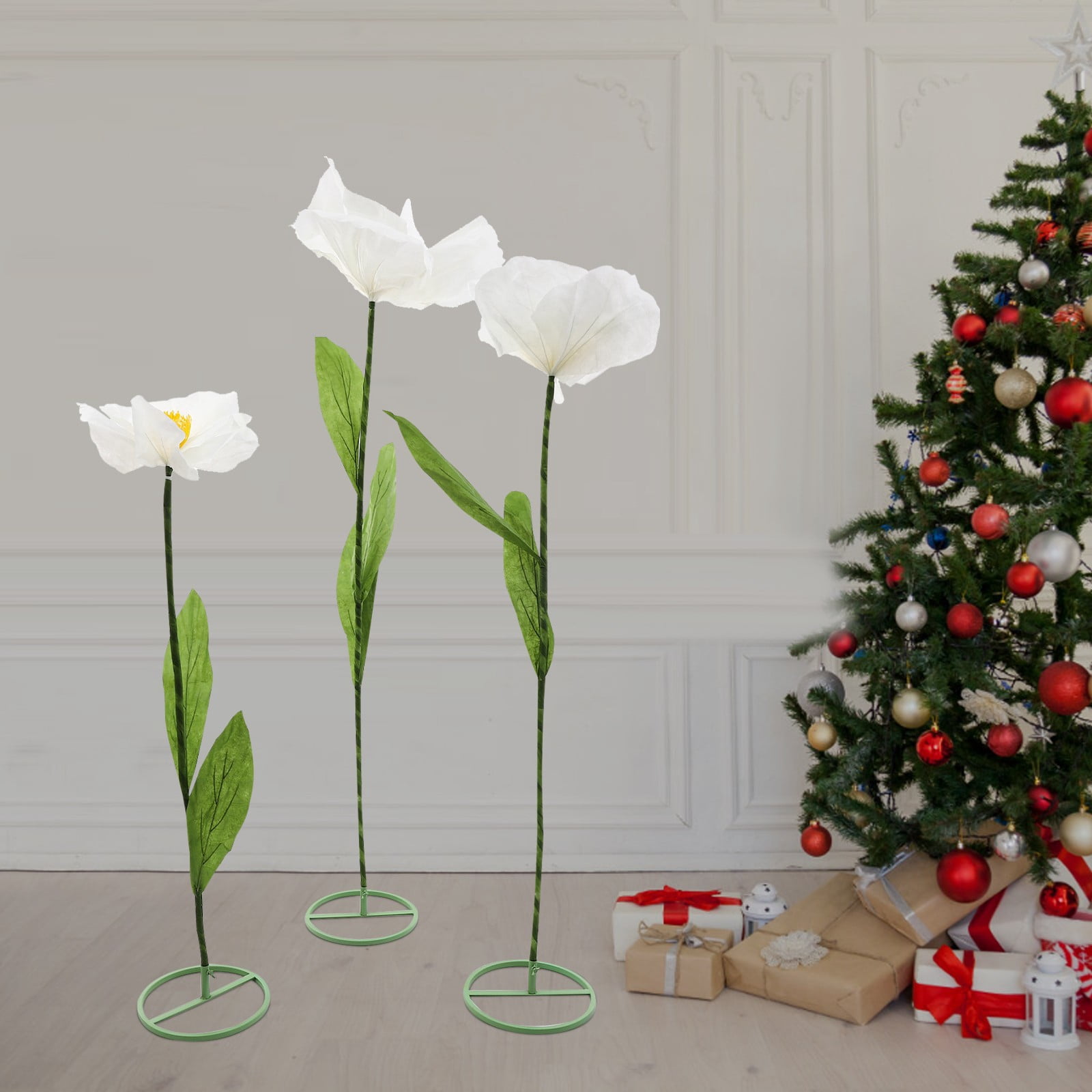 Giant Flowers for Decoration, 5.9 Ft Huge Artificial Silk Flower Decoration, Three-Headed Big Organza Flowers for Wedding Party Home Decor, Photography Props, Shop Window Display