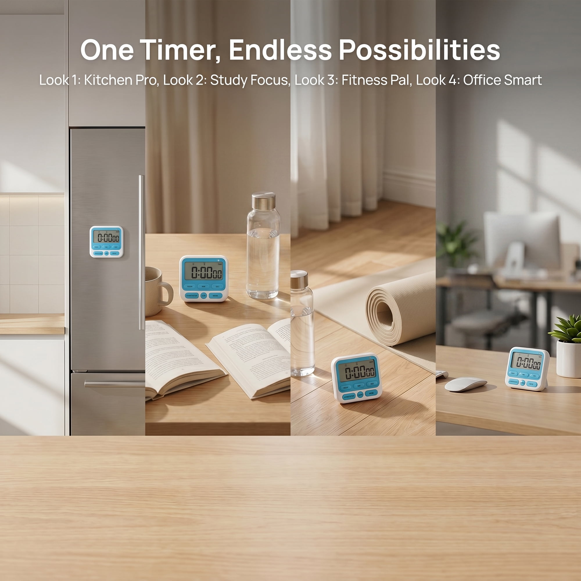 Unique Bargains Kitchen Timer Loud Alarm Clock Magnetic Backing Stand Cooking Timers Blue