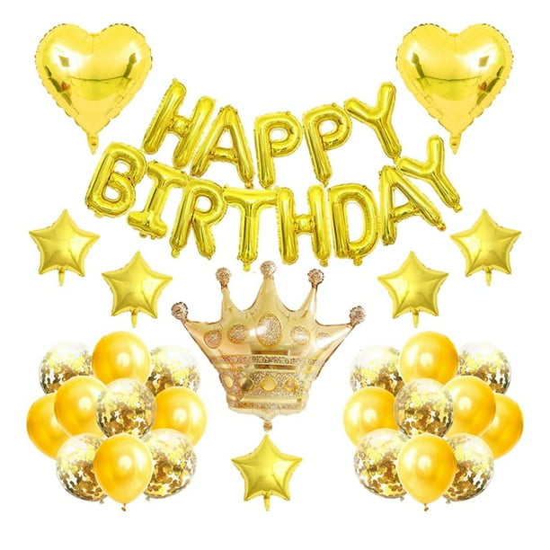 Globos de feliz cumpleaños con letras para decoración de fiestas al aire libre y en casa. Oro