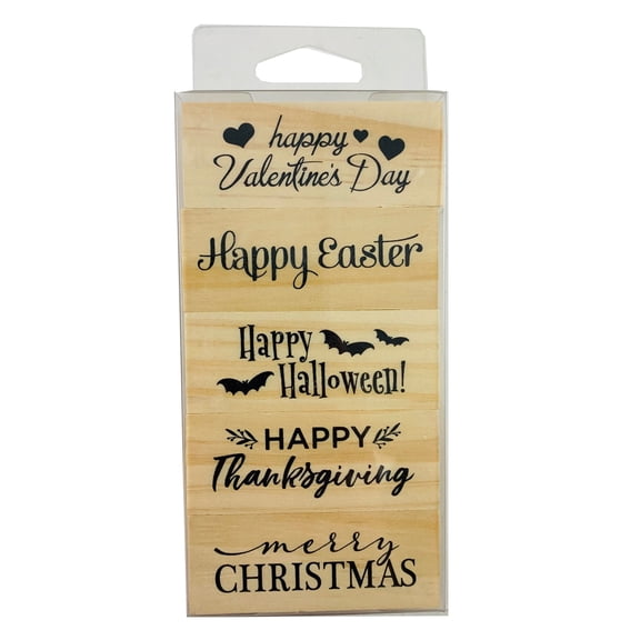 Recollections Holidays Wood Stamp Set, 6 Pack