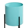 thumbnail image 6 of DecMode Teal Metal Indoor Outdoor Planter with Removable Stand, Set of 3 12", 14", 18"H, 6 of 13