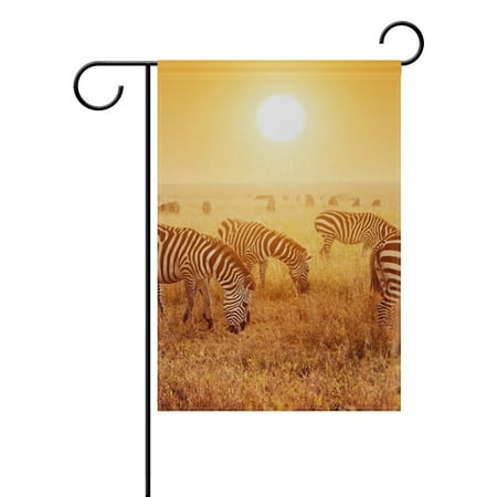 Rise Against Flag - POPCreation Zebra Field Sun Rise And Set Polyester Garden Flag Outdoor Flag Home Party Garden Decor 28x40 inches