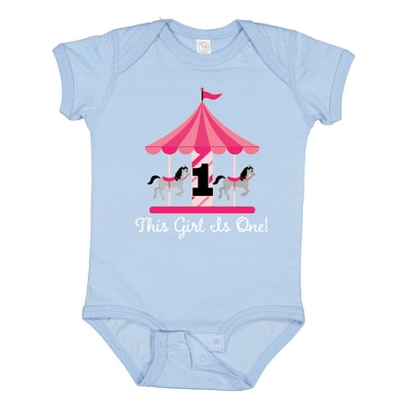 

Inktastic 1st Birthday Party Carousel Horse Gift Baby Girl Bodysuit