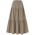 thumbnail image 4 of vigerkar Womens Maxi Skirt Drawstring High Waisted Summer Long Skirts Lightweight Tiered Flowy Floral Pleated Skirts With Pockets Brown, XXL, 4 of 4