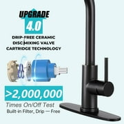 PHANCIR Kitchen Faucet with Pull Down Sprayer, High Arc Single Handle Kitchen Sink Faucets with Pause Button Premium with Deck Plate Suit to 1 or 3 Holes Black