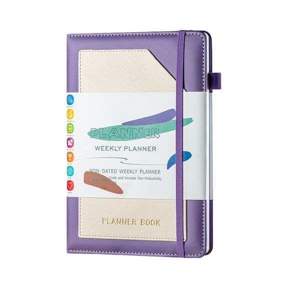 UUHYTG Undated Weekly Planner A5, Monthly and Weekly Schedule Book with Stickers, Bookmark, Organizer Notebook for Work, Study, Office, Time Management, Notes, Expense Tracking, School and Home Use